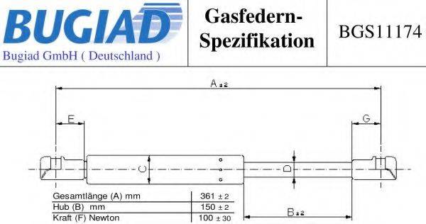 BUGIAD BGS11174 Газовая пружина, заднее стекло
