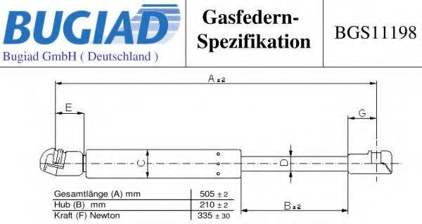 BUGIAD BGS11198 Газовая пружина, крышка багажник