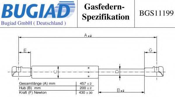 BUGIAD BGS11199 Газовая пружина, крышка багажник