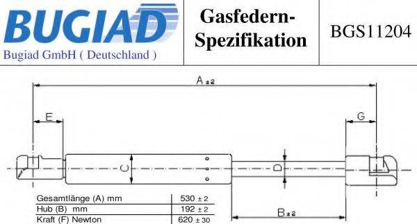 BUGIAD BGS11204 Газовая пружина, крышка багажник