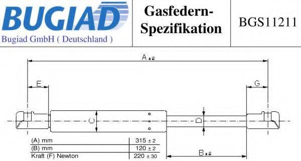 BUGIAD BGS11211 Газовая пружина, крышка багажник