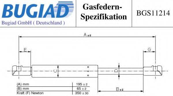 BUGIAD BGS11214 Газовая пружина, крышка багажник