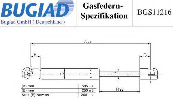 BUGIAD BGS11216 Газовая пружина, капот