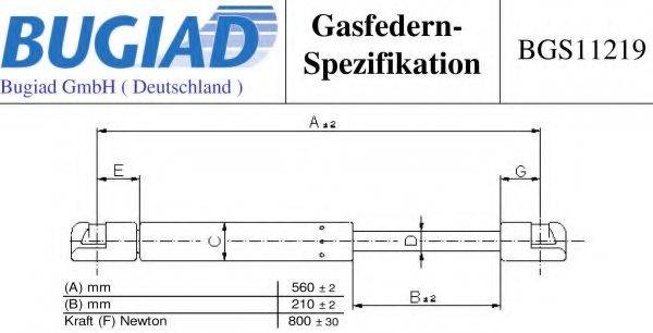 BUGIAD BGS11219 Газовая пружина, крышка багажник