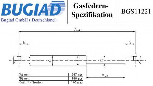 BUGIAD BGS11221 Газовая пружина, заднее стекло