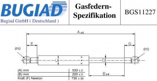 BUGIAD BGS11227 Газовая пружина, крышка багажник