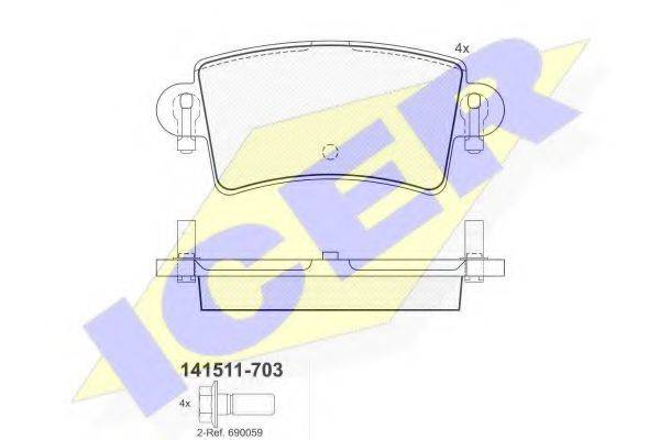 ICER 141511703 Комплект тормозных колодок, дисковый тормоз