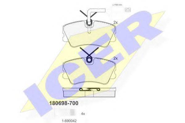 ICER 180698700 Комплект тормозных колодок, дисковый тормоз