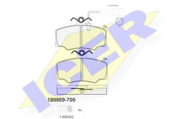 ICER 180869700 Комплект тормозных колодок, дисковый тормоз