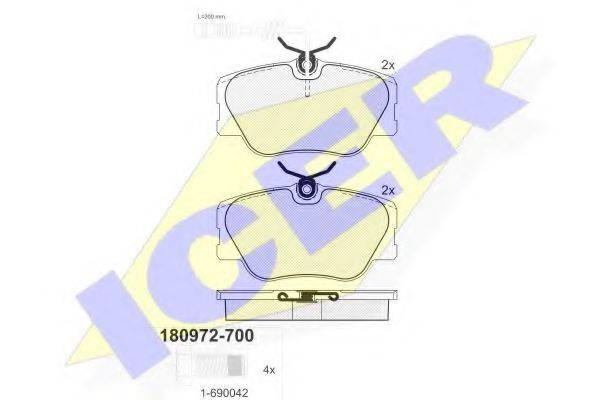 ICER 180972700 Комплект тормозных колодок, дисковый тормоз