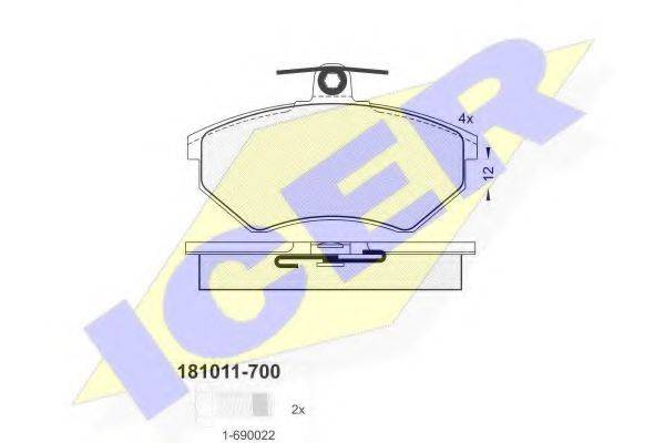 ICER 181011700 Комплект тормозных колодок, дисковый тормоз