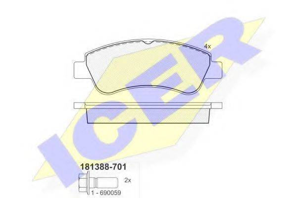 ICER 181388701 Комплект тормозных колодок, дисковый тормоз