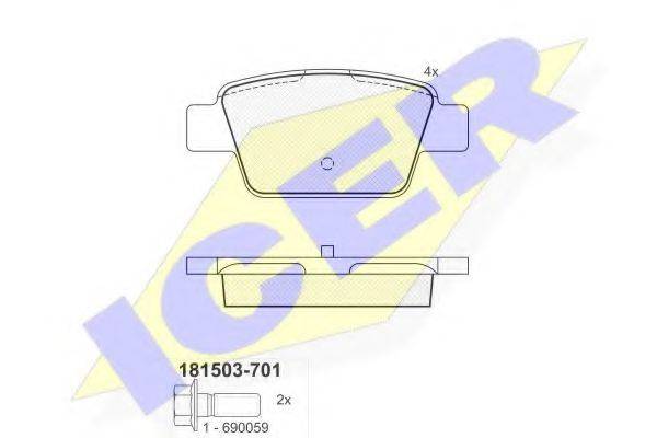 ICER 181503701 Комплект тормозных колодок, дисковый тормоз