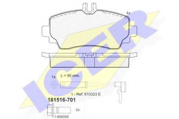 ICER 181516701 Комплект тормозных колодок, дисковый тормоз