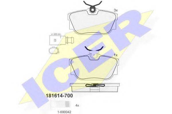 ICER 181614700 Комплект тормозных колодок, дисковый тормоз
