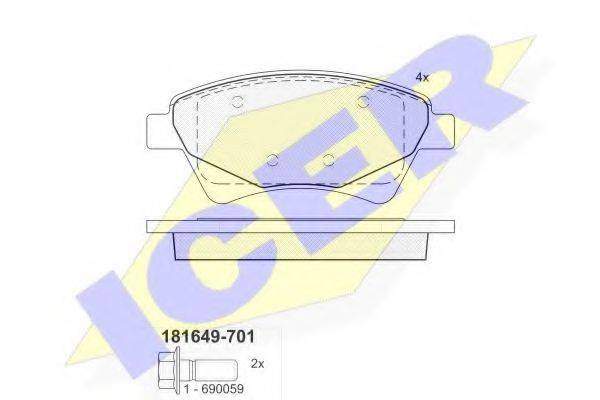 ICER 181649701 Комплект тормозных колодок, дисковый тормоз