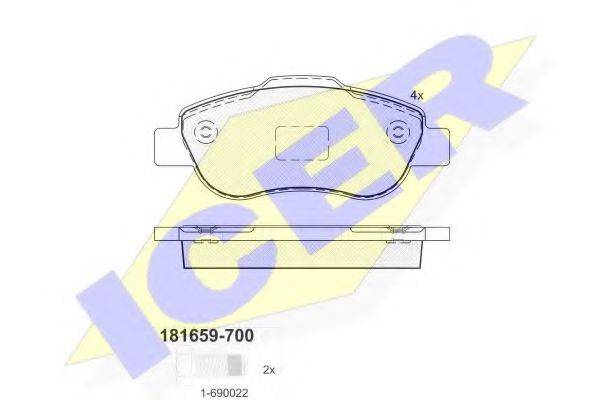 ICER 181659700 Комплект тормозных колодок, дисковый тормоз