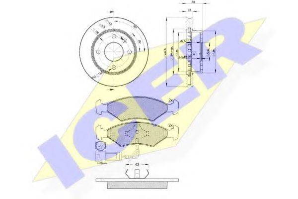 ICER 304104844 Комплект тормозов, дисковый тормозной механизм