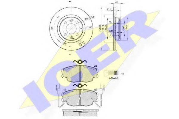 ICER 305543550 Комплект тормозов, дисковый тормозной механизм