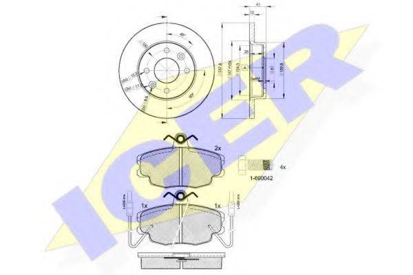 ICER 305544705 Комплект тормозов, дисковый тормозной механизм