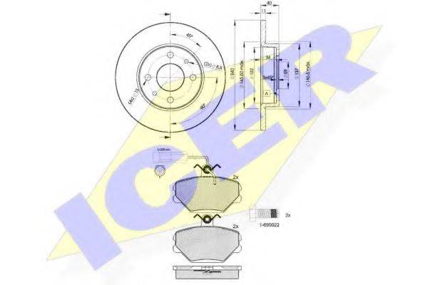 ICER 307293465 Комплект тормозов, дисковый тормозной механизм