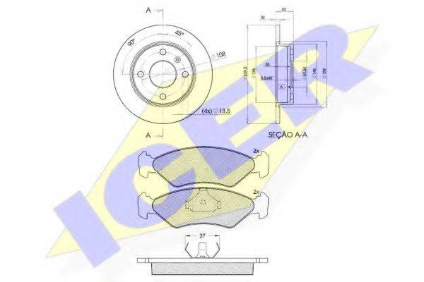 ICER 307761062 Комплект тормозов, дисковый тормозной механизм