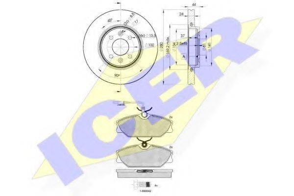 ICER 309307829 Комплект тормозов, дисковый тормозной механизм