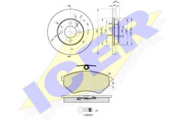 ICER 310123790 Комплект тормозов, дисковый тормозной механизм