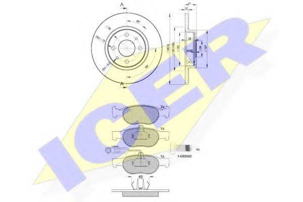 ICER 311233466 Комплект тормозов, дисковый тормозной механизм