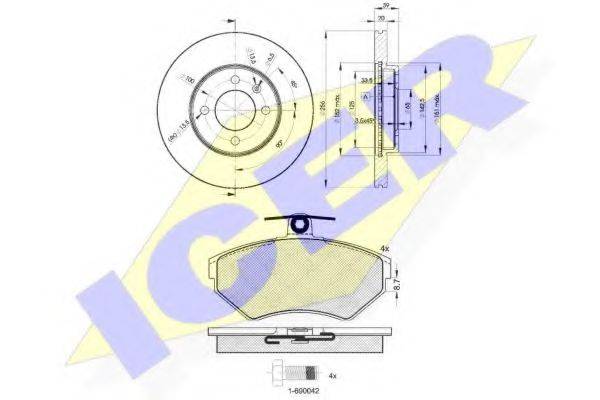 ICER 311563790 Комплект тормозов, дисковый тормозной механизм