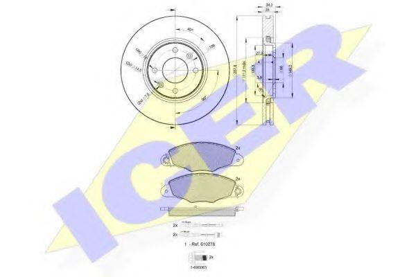 ICER 312784753 Комплект тормозов, дисковый тормозной механизм