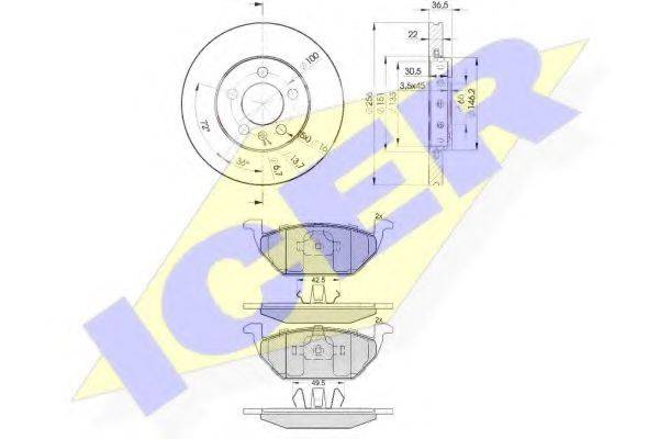 ICER 313385602 Комплект тормозов, дисковый тормозной механизм