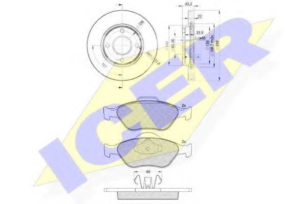 ICER 313435344 Комплект тормозов, дисковый тормозной механизм