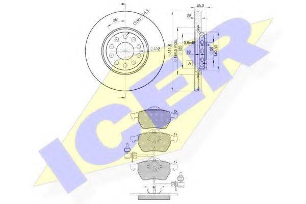 ICER 313624065 Комплект тормозов, дисковый тормозной механизм