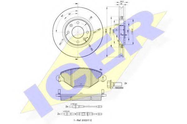 ICER 314194752 Комплект тормозов, дисковый тормозной механизм