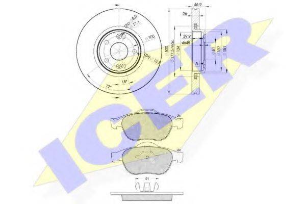 ICER 314322235 Комплект тормозов, дисковый тормозной механизм