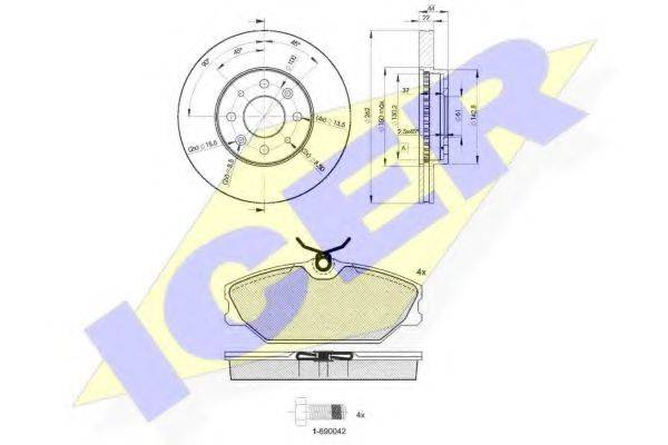 ICER 314382232 Комплект тормозов, дисковый тормозной механизм