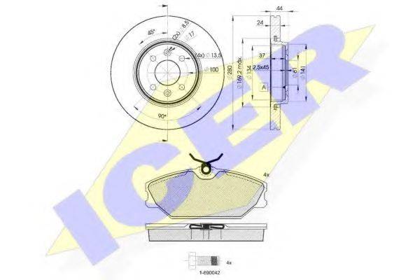 ICER 314387829 Комплект тормозов, дисковый тормозной механизм