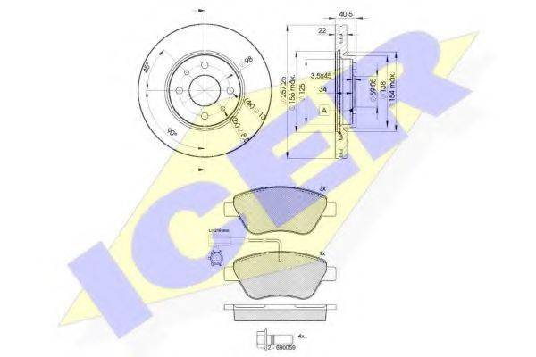 ICER 314441650 Комплект тормозов, дисковый тормозной механизм
