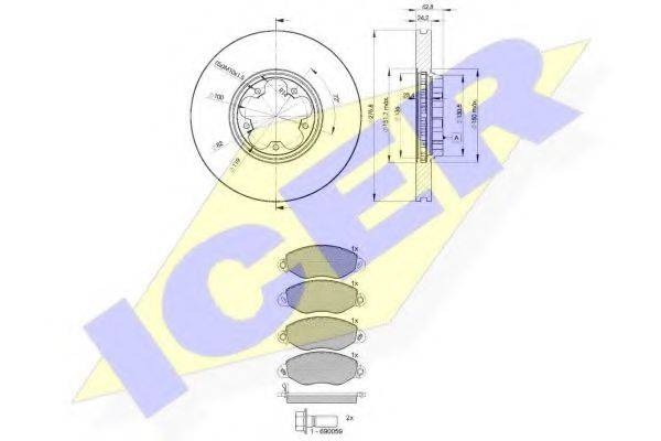 ICER 314985612 Комплект тормозов, дисковый тормозной механизм