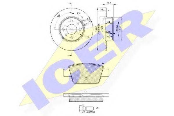 ICER 315034070 Комплект тормозов, дисковый тормозной механизм