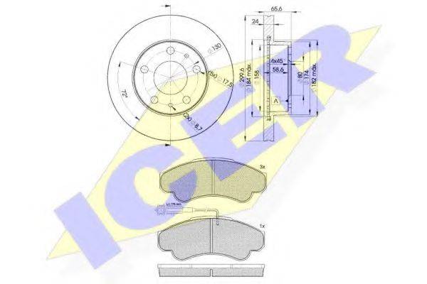 ICER 315224682 Комплект тормозов, дисковый тормозной механизм