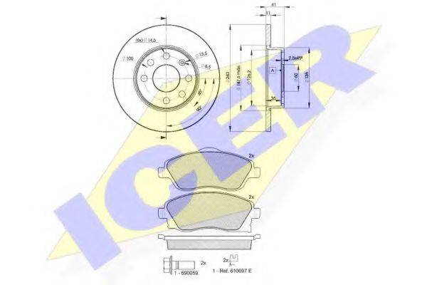 ICER 315269020 Комплект тормозов, дисковый тормозной механизм