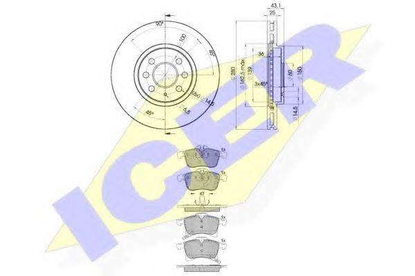 ICER 315929007 Комплект тормозов, дисковый тормозной механизм