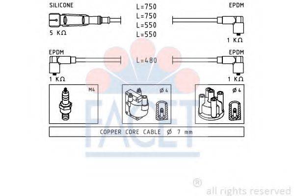 FACET 48736 Комплект проводов зажигания