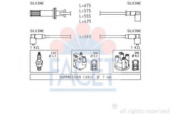 FACET 48650 Комплект проводов зажигания