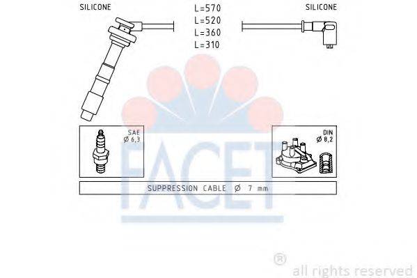 FACET 48608 Комплект проводов зажигания