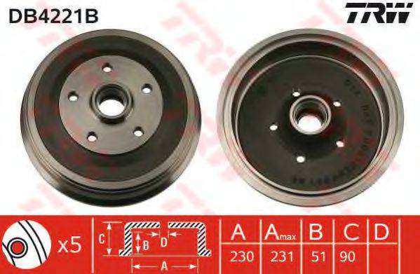 TRW DB4221B Тормозной барабан