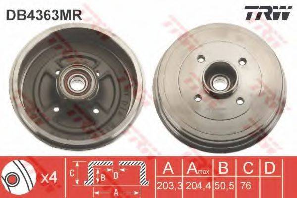 TRW DB4363MR Тормозной барабан