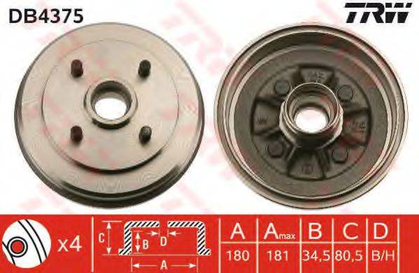 TRW DB4375 Тормозной барабан